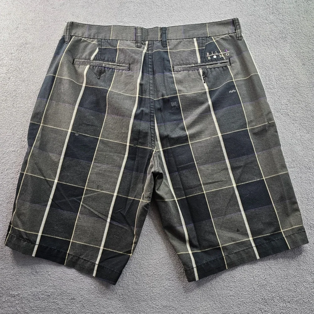Billabong Golf Shorts Mens 36 Black Gray Plaid Performance‎ Regular Fit Mid-Rise